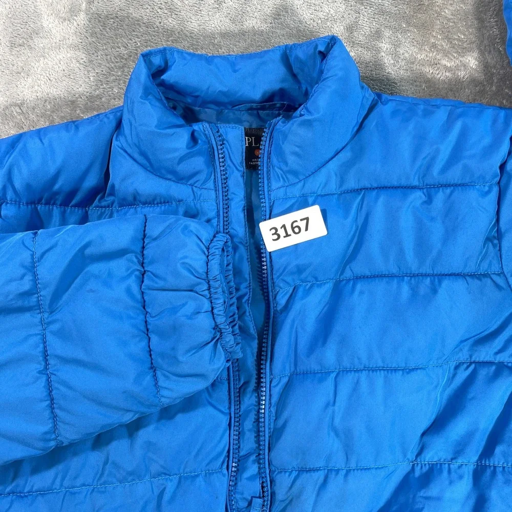 The Children's Place Puffer Jacket Kids XL 14 Blue Full‎ Zip Quilted Coat